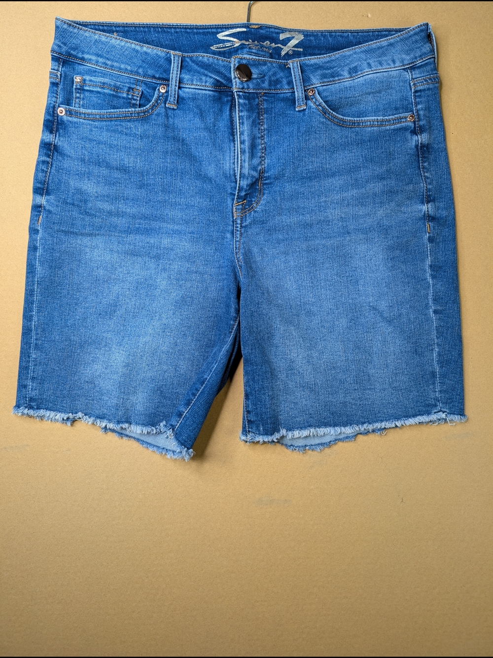 Seven 7 Blue Denim Frayed Hem Women's Shorts